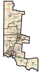 Map of Area 56 show districts